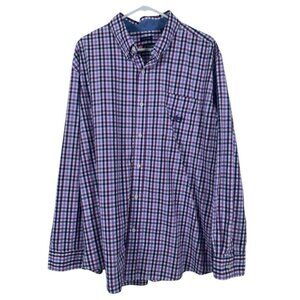 Chaps Ralph Lauren Purple White Plaid Checkers Button Down Shirt Size XXL EUC